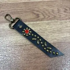 スタッズキーホルダー　本革　黒　ハンドメイド　アメカジ HTC CALEE 風
