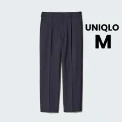 ユニクロ メンズ タックワイドパンツ M ネイビー 濃紺