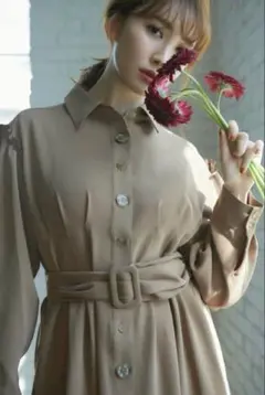 新品Her lip to two tone belted shirt dress