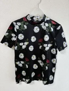 ZARA TRAFALUC 花柄 ベロア 半袖 トップス Sのサムネイル