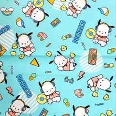 生地(ハギレ)サンリオ　ポチャッコ　ミュージック　ブルー