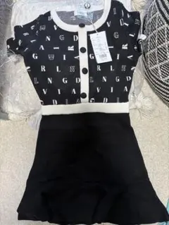 ロゴプリント 半袖ニットワンピース フリーサイズ