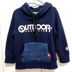 匿名配送：OUTDOOR 裏起毛パーカー 長袖トレーナー 迷彩柄 紺色 120㎝