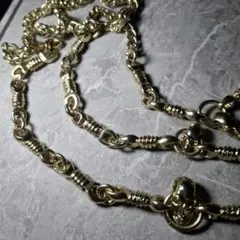 ​スカル ウォレットチェーン ゴールド 髑髏 重厚感 248g バイカー 骸骨