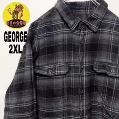 usa古着 GEORGE ネルシャツ　2XL ブラック　グレー　オンブレ