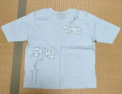 K.M TRADE 花柄 刺繍 半袖 Tシャツ 水色