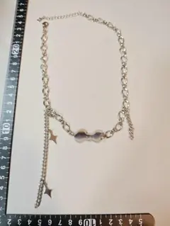 シルバー チェーンネックレス 星型チャーム付き ネズミ モチーフ シルバー可愛い