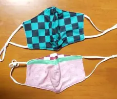 和柄 市松模様 麻の葉模様マスク