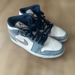 NIKE Air Jordan 1 Mid 28cm スエード 白 青