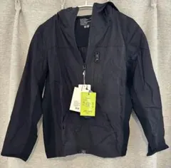 RE/SP フード付き黒ウィンドブレーカー黒LEOFEEL