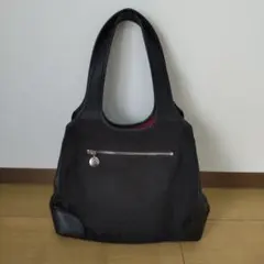 アニエスベー 黒ナイロンレザートートバッグ