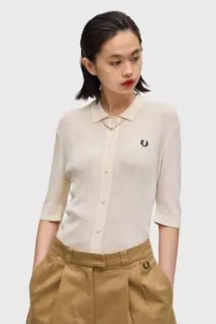 ニットカーディガン　ポロシャツ　衿つき　半袖　サマーニット