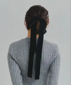 【Lattice】 ベロアロングリボンバレッタ