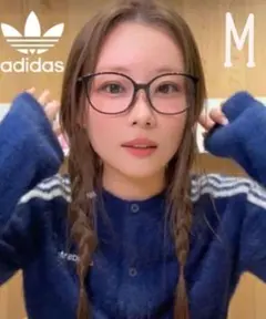 超希少⭐極美品 adidas フラッフィーニットカーディガン M紺白 重盛さと美