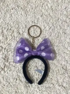 ディズニー　ミニー リボン カチューシャ キーホルダー 紫 パープル