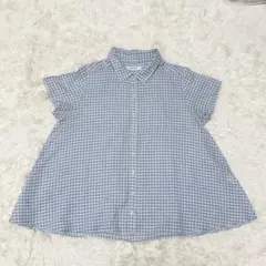 Cepo craft/Aラインシャツ ブラウス/M/麻混 ギンガムチェックのサムネイル