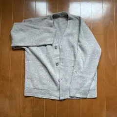 グレー XL カーディガン ウール混紡