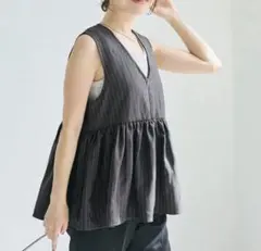 coca コカ　ヘリンボーンストライプジップベスト　L