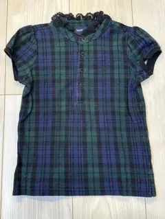 ポロラルフローレン　半袖ポロシャツ　フリル　チェック柄　3T 100cm