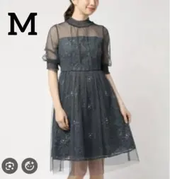【新品】ドーリードール　ビジュー　チュールワンピース　グリーン　Mのサムネイル