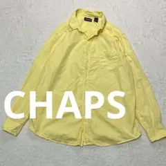 90s CHAPS チャップス BDシャツ XL コーンイエロー 刺繍ロゴ 古着