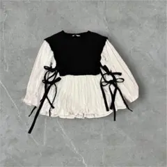 ZARA ブラウス　リボン付き長袖シャツ ベストセット　体型カバー