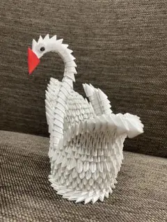 白鳥 折り紙アート 立体折り紙 ハンドメイド 手作り オブジェ ペン立て