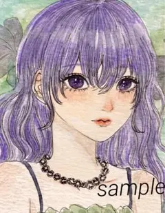 オリジナル手描きイラスト　創作　水彩画　女の子　アナログイラスト