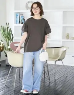 新品 Champion 別注 フリル袖トップス フリークスストア 半袖 ブラック