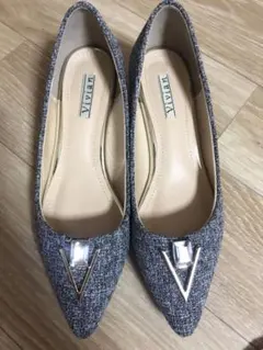グレー ツイード パンプス
