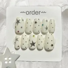 【オーダー専用ページ】 ネイルチップ つけ爪 韓国 ドット 星 ウィッシュコア