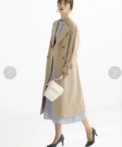 【36】グリーンレーベルリラクシング オーバーノーカラートレンチコート ベージュ