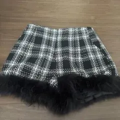チェック柄　ショートパンツ　Ｌ　白