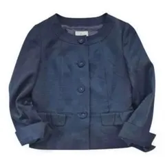 KUMIKYOKU 組曲 ノーカラージャケット 紺 2 M相当 オンワード樫山