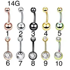 1個 へそピアス ボディピアス 14G バナナバーベル