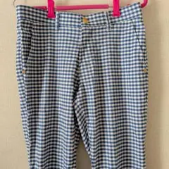 フェリシモ　リブインコンフォート　ギンガムチェックストレッチパンツ