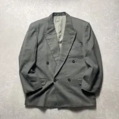 vintageカシミアダブルブレストテーラードジャケットグリーン緑クラシカル古着
