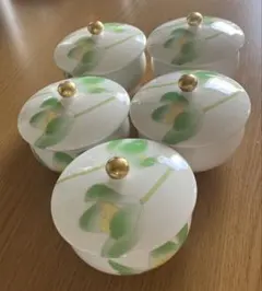 香蘭社　蓋付湯呑み　5客　シクラメン