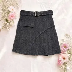 【美品】HARE ハレ アシンメトリー プリーツ ミニスカート ベルト付 モードのサムネイル