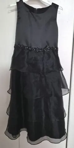 アメリカ製 子供 ドレス 黒 130cm ノースリーブ ロング 発表会