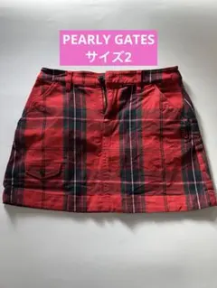 パーリーゲイツ　PEARLY GATES 赤　チェック　ミニスカート
