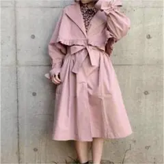 Treat urself オリジナルトレンチコート ロング丈 ピンク系 ベルト付