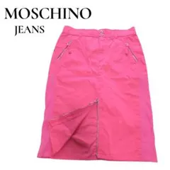 MOSCHINO JEANS フロントジップ　スリットタイトスカート　ピンク　Sのサムネイル