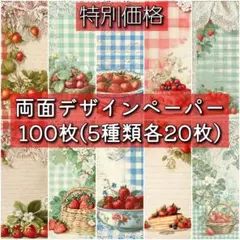 【特別価格】両面デザインペーパー100枚 5種類各20枚 コラージュ M044c