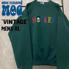 USA製《古着》ヴィンテージ 刺繍 ディズニー ミッキー スウェット メンズXL