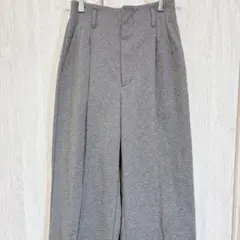 GU センタープレス セミワイドパンツ ツイード調 グレー Sサイズ