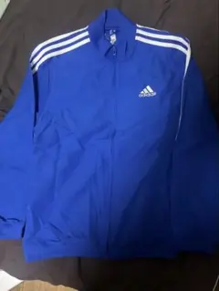 adidas 青 ジップアップ ナイロンジャケット L