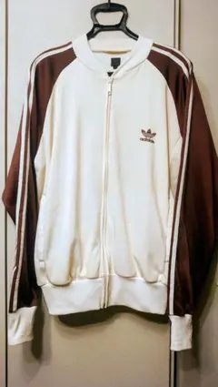 値下げ　adidas トラックジャケット ホワイト/ブラウン