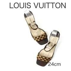 LOUIS VUITTON ダミエ ハラコ サンダル 34 - メルカリ