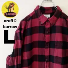 USA古着 croft＆barrow　ネルシャツL　レッドブラック　チェック